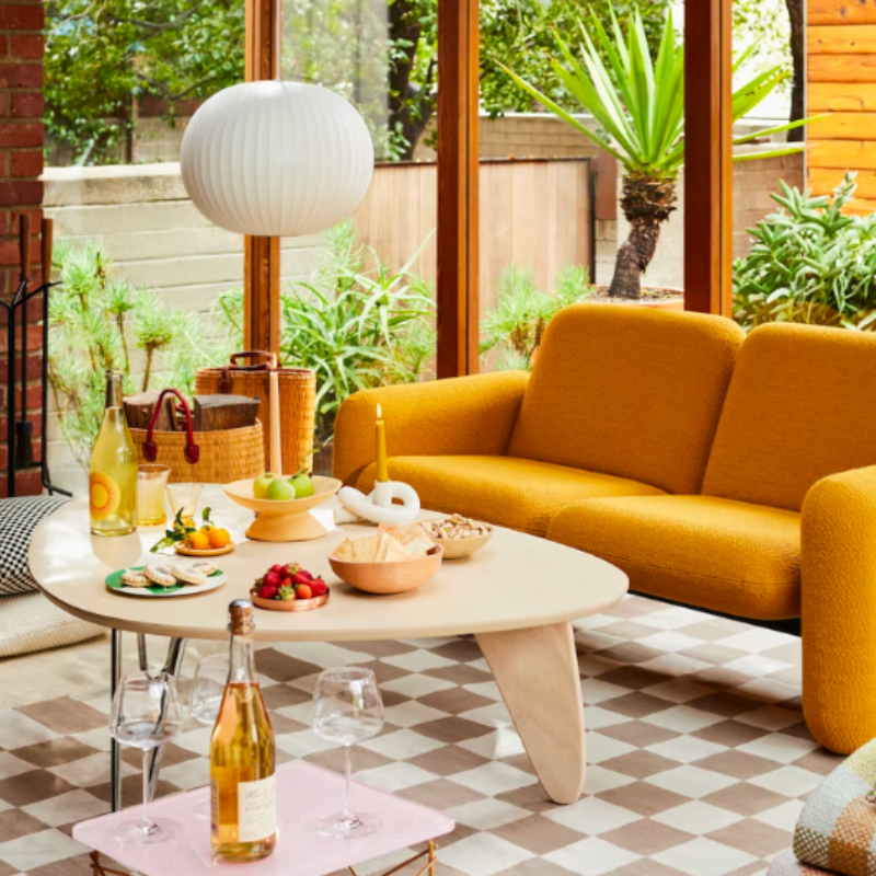 Balanced on two hairpin chrome legs and a single wooden "rudder," the wood top of the Noguchi Rudder Table (1949) seems to float airily in space. This wood and metal leg coffee table is available in three finishes and is an authentic Noguchi design created for Herman Miller.