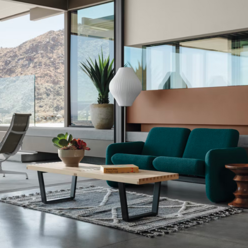 The Nelson Platform Bench from Herman Miller in a living room.
