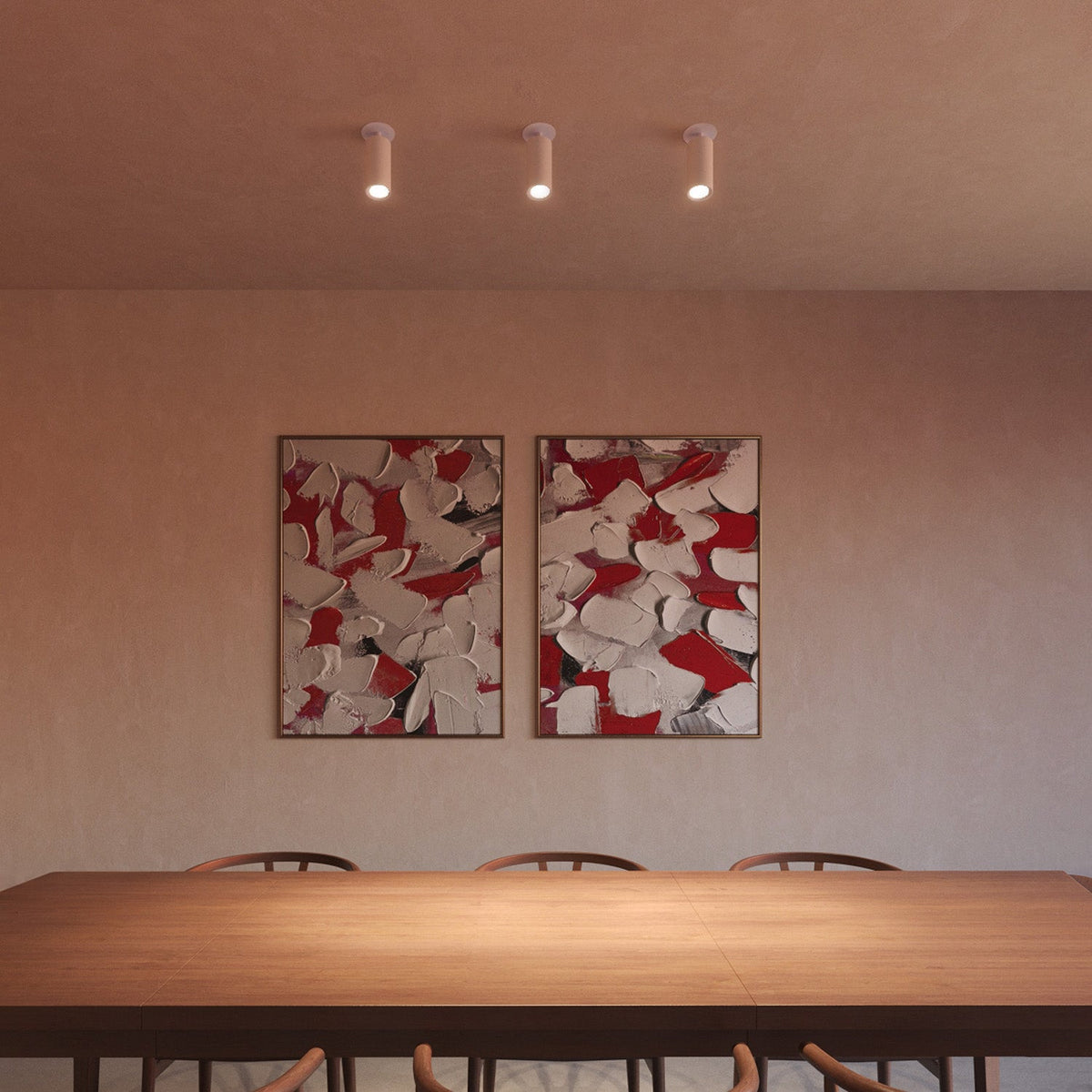 The Core Recessed Spotlight + T50 Light Engine by Tala Lighting in white in a dining room lights. all-groups