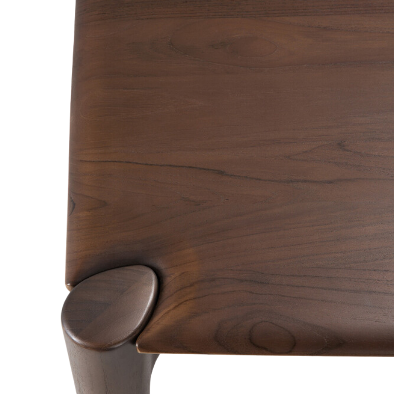 The Teak Brown PI Dining Table by Ethnicraft from the leg top in detail. all-groups