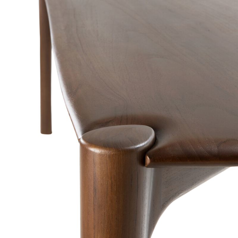 The Teak Brown PI Dining Table by Ethnicraft from the leg close-up. all-groups