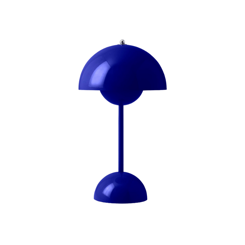 The Flowerpot VP9 Portable Table Lamp from &Tradition in cobalt blue.