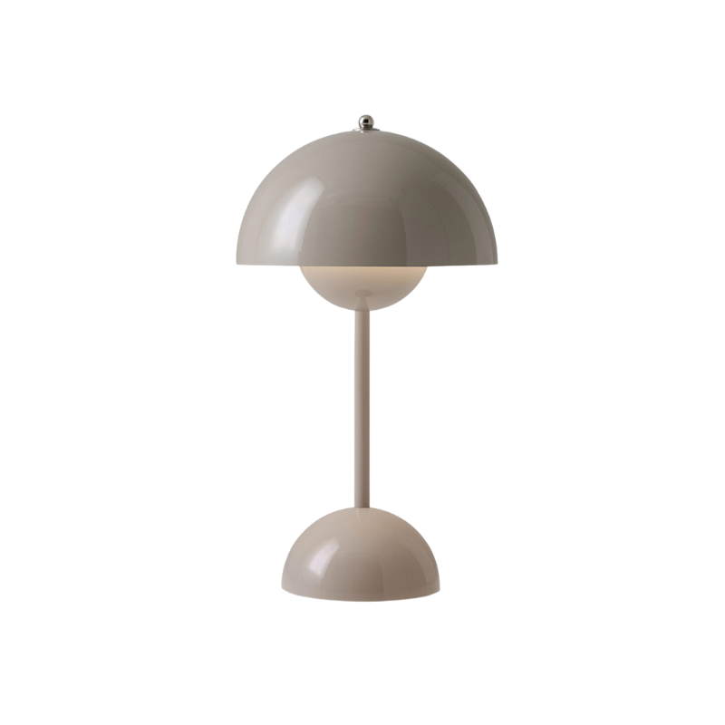 The Flowerpot VP9 Portable Table Lamp from &Tradition in grey beige.