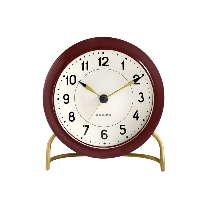 Arne Jacobsen Station Alarm Clock in Burgundy - Thumbnail 3