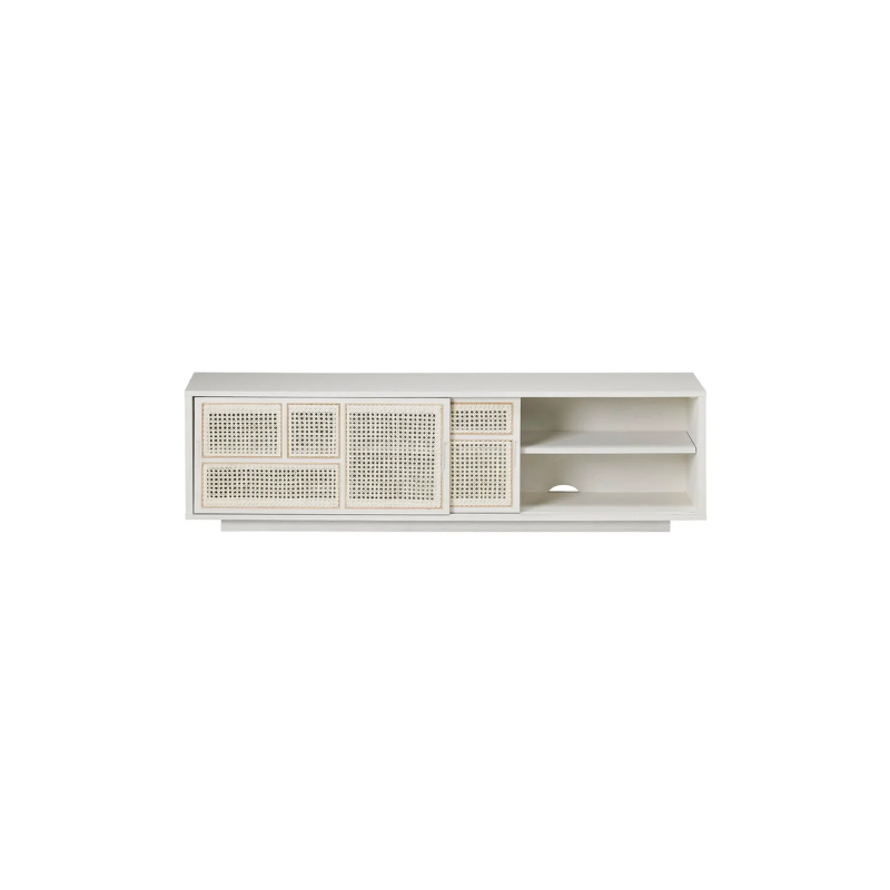 The Air Sideboard, Low by Design House Stockholm boasts a graphic pattern of rattan made of natural cane inlays, giving a feeling of lightness and transparency. The Air Sideboard can be used as a freestanding room divider or placed against a wall as a TV stand.