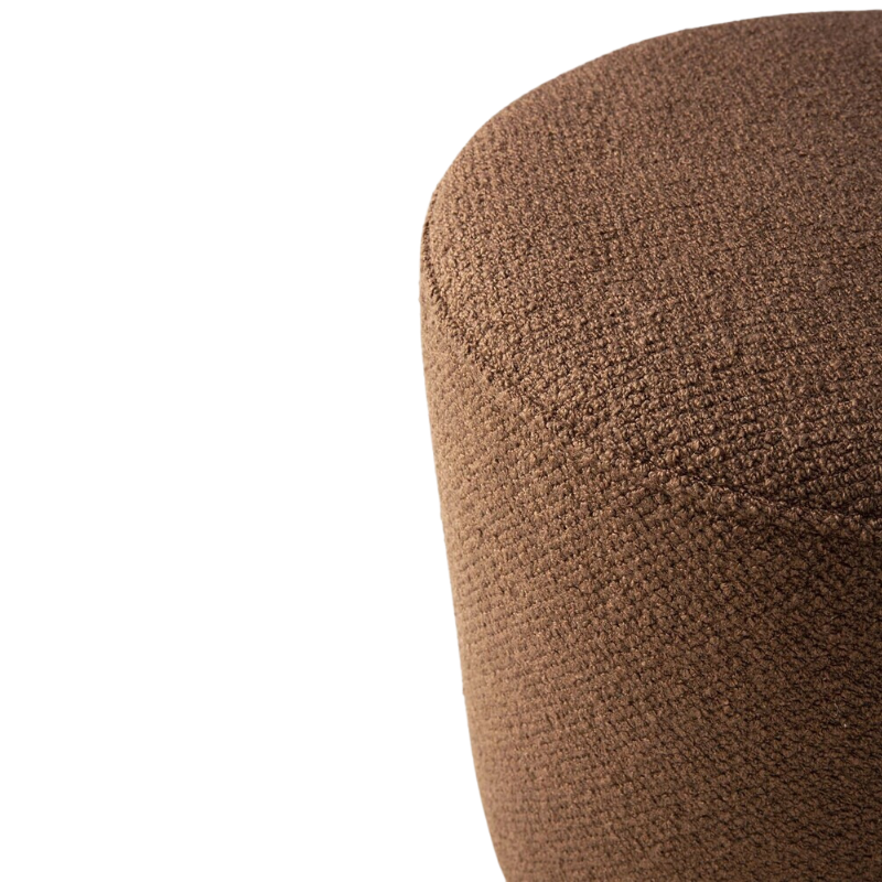 The Barrow Pouf from Ethnicraft in the small 15.5 inch size and copper fabric.