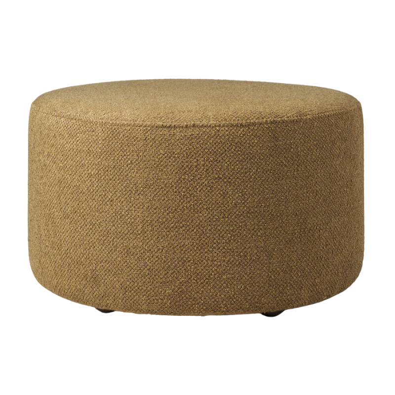 The Barrow Pouf from Ethnicraft in the large 23.5 inch size and ginger fabric.