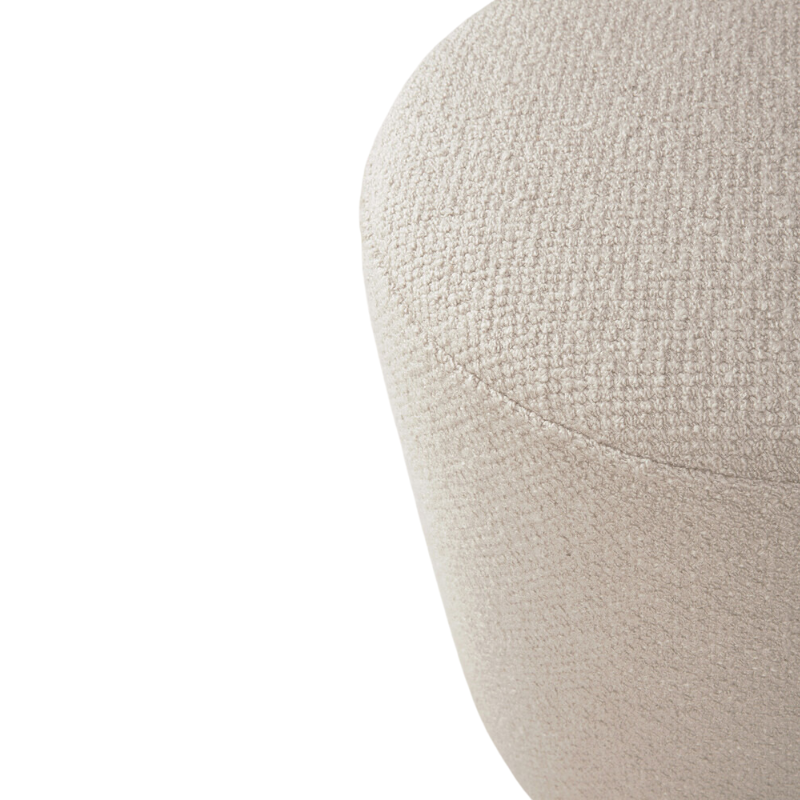 The Barrow Pouf from Ethnicraft in the small 15.5 inch size and off white fabric.