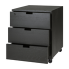 The Billy Drawer Unit from Ethnicraft in black oak with all three drawers opened.