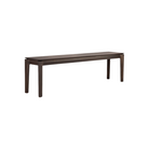 The Bok Bench from Ethnicraft in the brown oak finish and 57.5 inch length from a side angle.