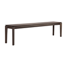 The Bok Bench from Ethnicraft in the brown oak finish and 73 inch length from a side angle.