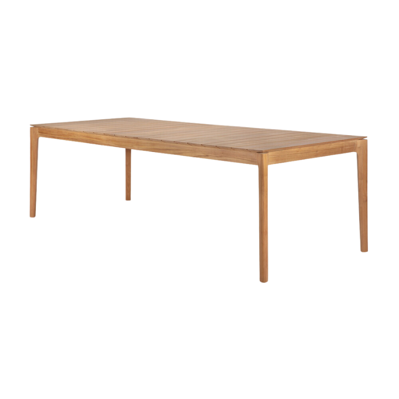 The Bok Outdoor Dining Table from Ethnicraft in solid teak, 98.5 inch size.