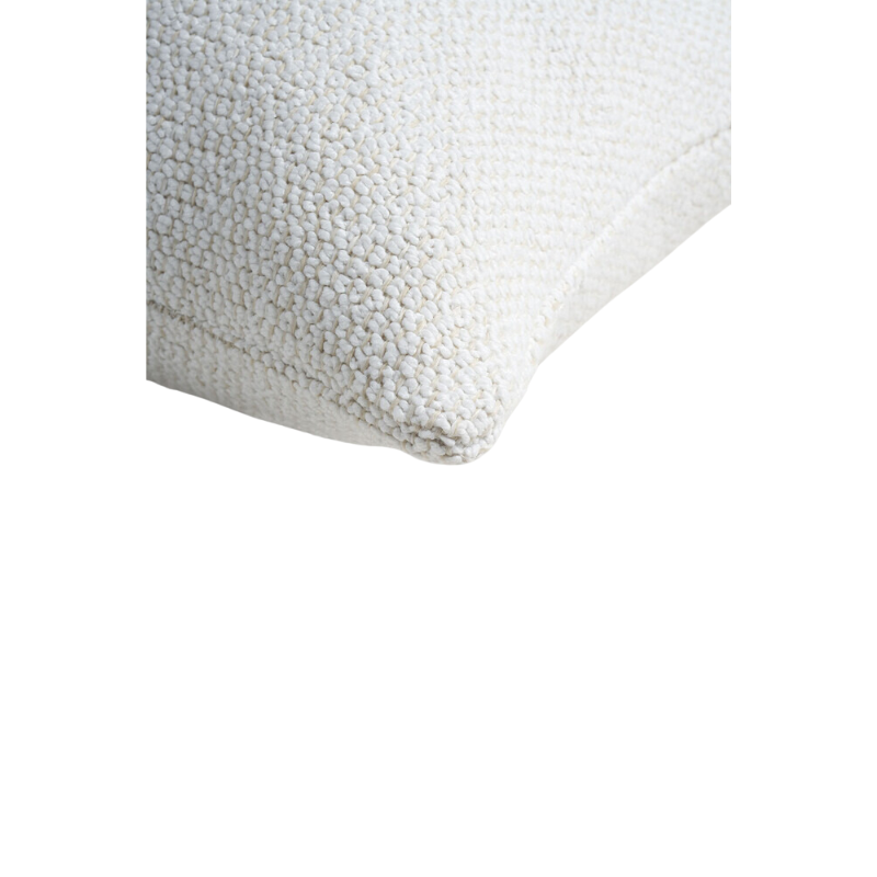 The Boucle Rectangular Outdoor Cushion from Ethnicraft in white in a close up shot.