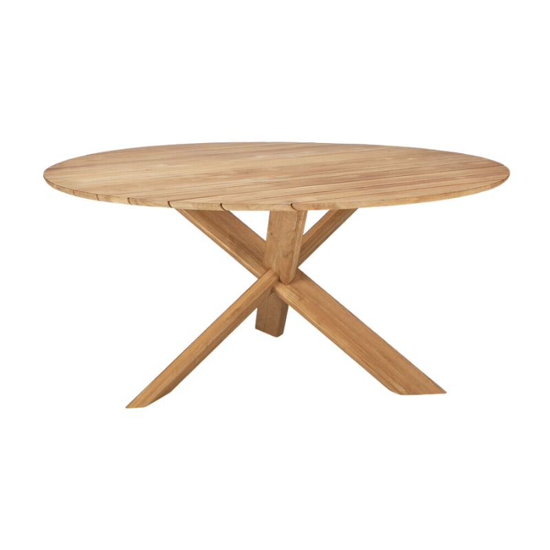 The 54 inch Circle Outdoor Dining Table from Ethnicraft made from 100% solid teak.