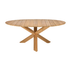 The 54 inch Circle Outdoor Dining Table from Ethnicraft made from 100% solid teak from a new side angle.