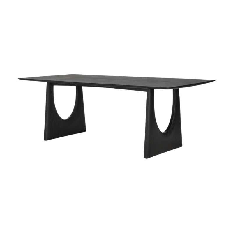 The 87 inch Geometric Dining Table from Ethnicraft in solid oak tainted black.