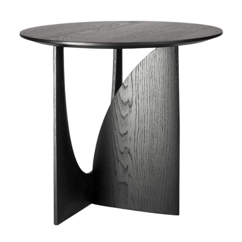 The Geometric Side Table from Ethnicraft made using solid oak tainted black.