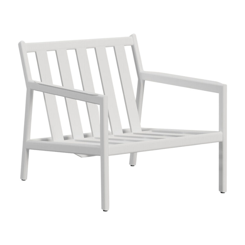 The Jack Outdoor Lounge Chair from Ethnicraft made from aluminum, frame only.