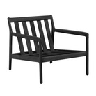 The Jack Outdoor Lounge Chair from Ethnicraft made from solid teak tainted and brushed black, frame only.