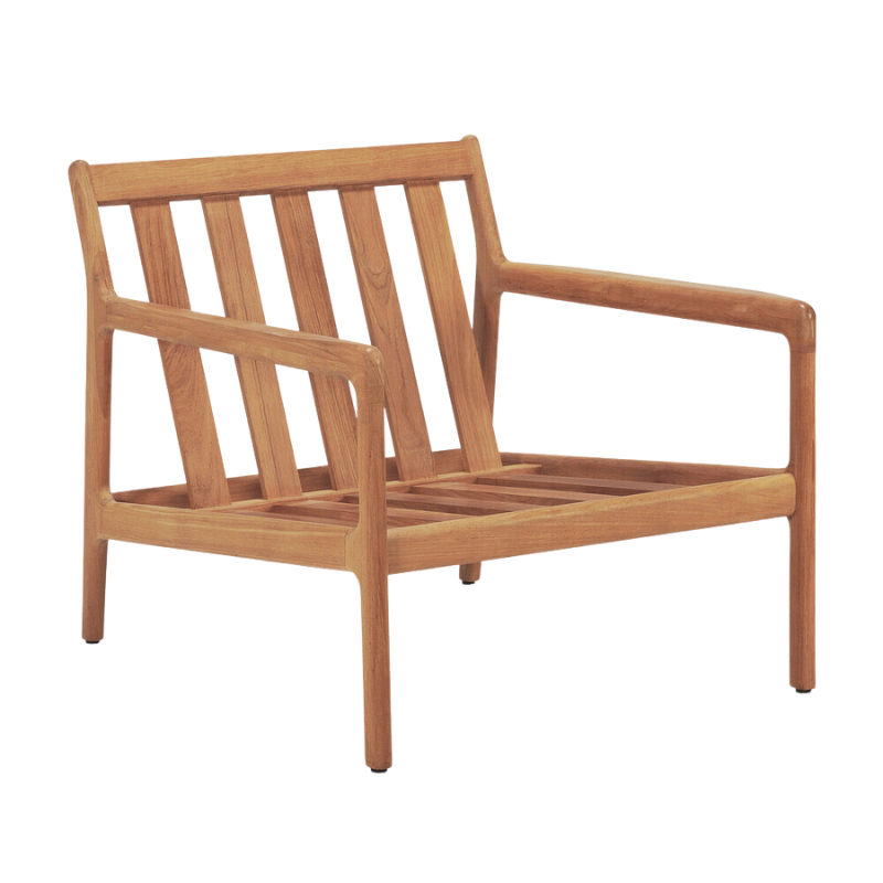 The Jack Outdoor Lounge Chair from Ethnicraft made from solid teak, frame only.