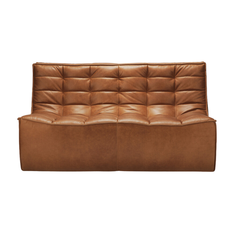 Tan leather two seater sofa cheap