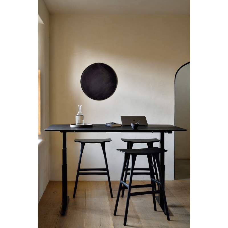 The beauty of balance and symmetry found in nature has inspired the Osso collection. The Osso bar stool's higher seat functions best as a sleek standing desk stool in an office or home office setting.