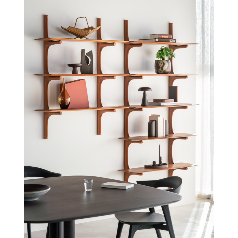 The PI collection honours nature’s design, by keeping the strength, curves, and lines, as nature intended. Interesting shapes are discovered in this sleek and stylish, polished imperfect, finish. Each PI shelf is finished by hand to ensure that the individual character of the wood is respected.