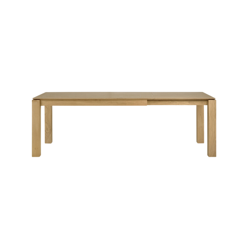 Slice is a dining table with a unique character, but we added a little extra. This table can easily be extended without interruption of the wood grain pattern.