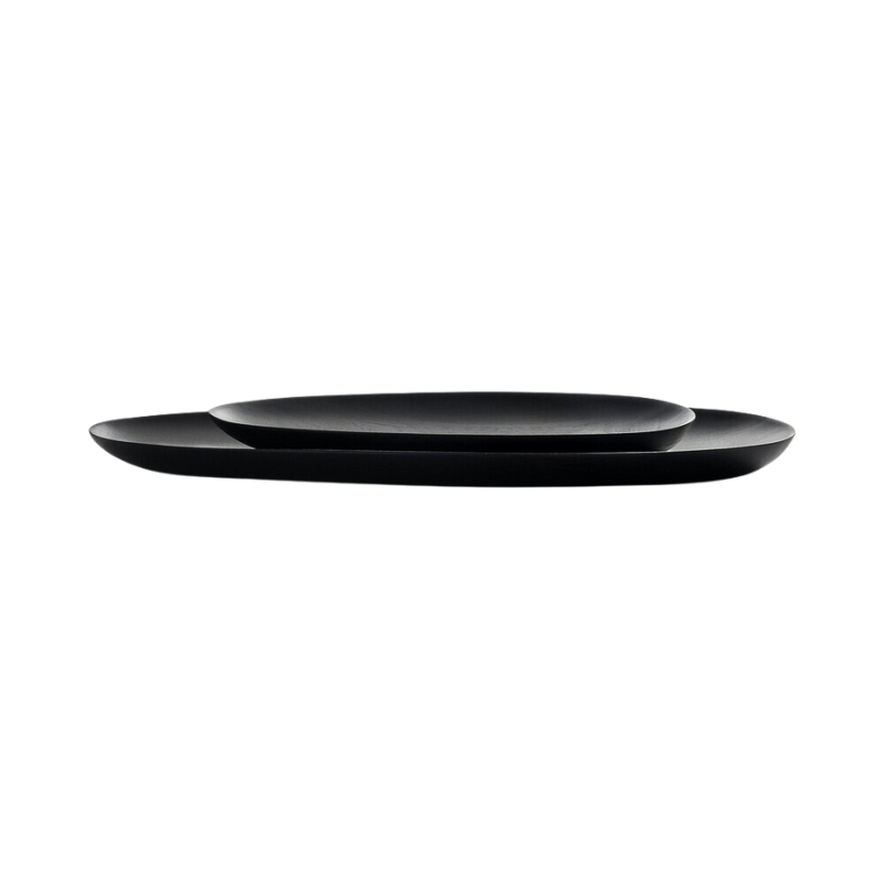The Thin Oval Boards Set from Ethnicraft in black mahogany.