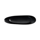 The Thin Oval Boards Set from Ethnicraft in black mahogany stacked.