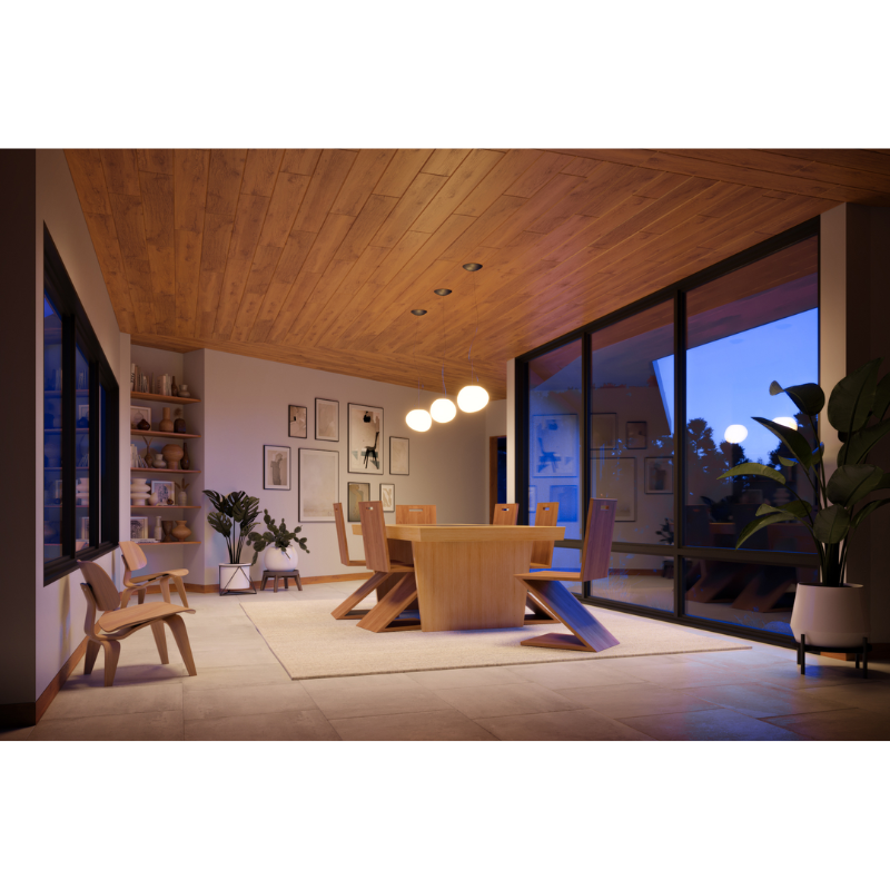 The Gregg Suspension lights find a natural home above a dining table within this household.