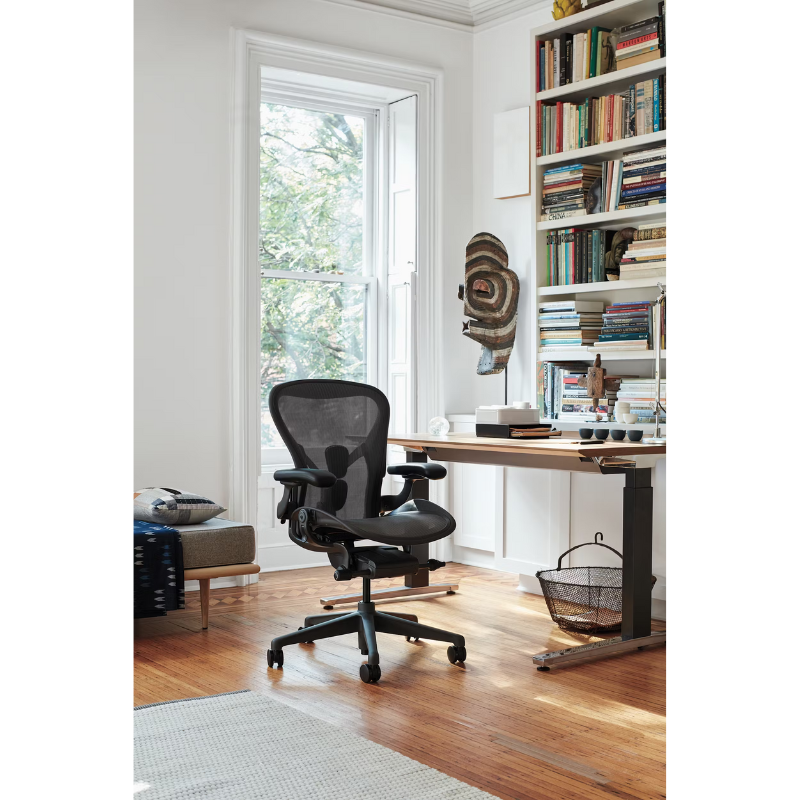 The Aeron Chair from Herman Miller in a den.