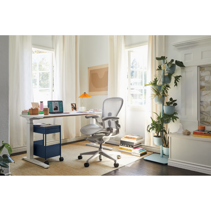 The Aeron Chair from Herman Miller in s living room.