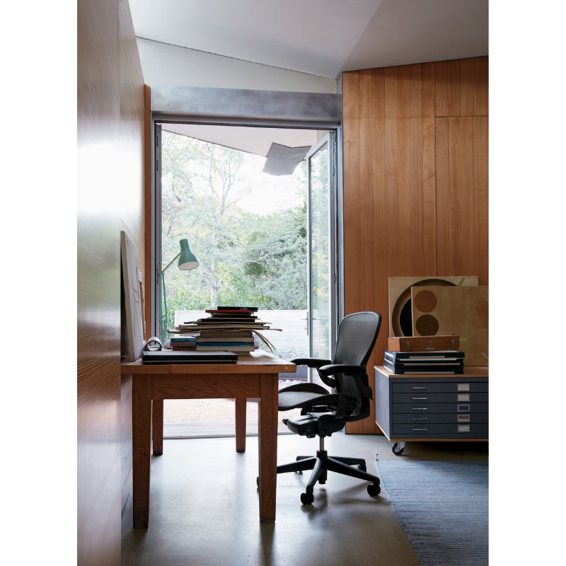 The Aeron Chair from Herman Miller in a work place.