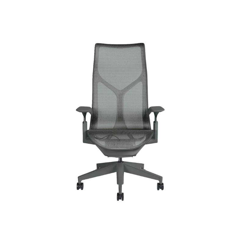 The Cosm office chair. The revolutionary seat combines auto-harmonic tilt, intercept suspension, and a flexible frame to provide support and comfort the moment you sit, like it was made for you. This adjustable office chair comes in three sizes and arm styles, so you can find your perfect fit.