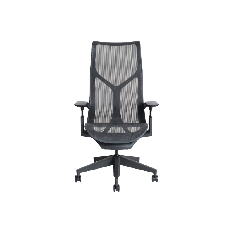 The Cosm office chair. The revolutionary seat combines auto-harmonic tilt, intercept suspension, and a flexible frame to provide support and comfort the moment you sit, like it was made for you. This adjustable office chair comes in three sizes and arm styles, so you can find your perfect fit.