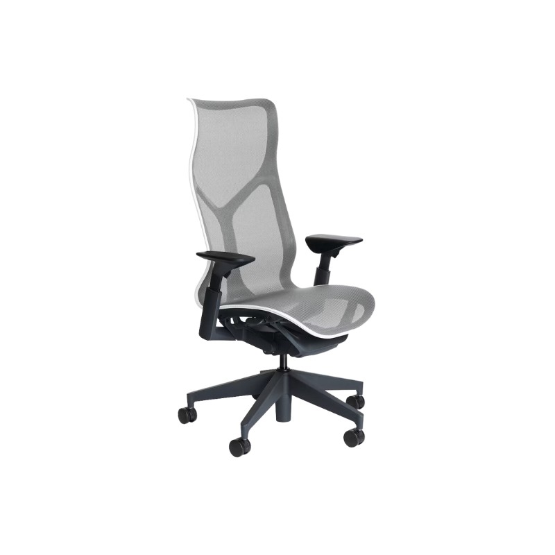 The Cosm office chair. The revolutionary seat combines auto-harmonic tilt, intercept suspension, and a flexible frame to provide support and comfort the moment you sit, like it was made for you. This adjustable office chair comes in three sizes and arm styles, so you can find your perfect fit.