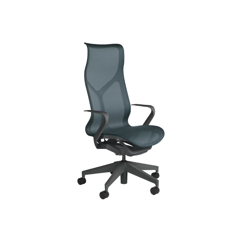 The Cosm office chair. The revolutionary seat combines auto-harmonic tilt, intercept suspension, and a flexible frame to provide support and comfort the moment you sit, like it was made for you. This adjustable office chair comes in three sizes and arm styles, so you can find your perfect fit.
