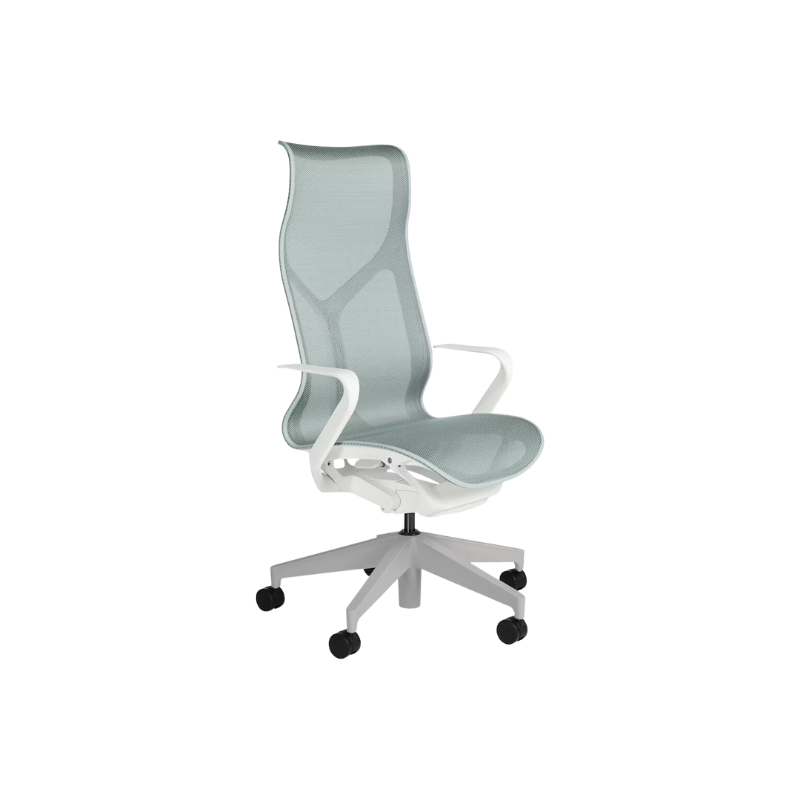 The Cosm office chair. The revolutionary seat combines auto-harmonic tilt, intercept suspension, and a flexible frame to provide support and comfort the moment you sit, like it was made for you. This adjustable office chair comes in three sizes and arm styles, so you can find your perfect fit.
