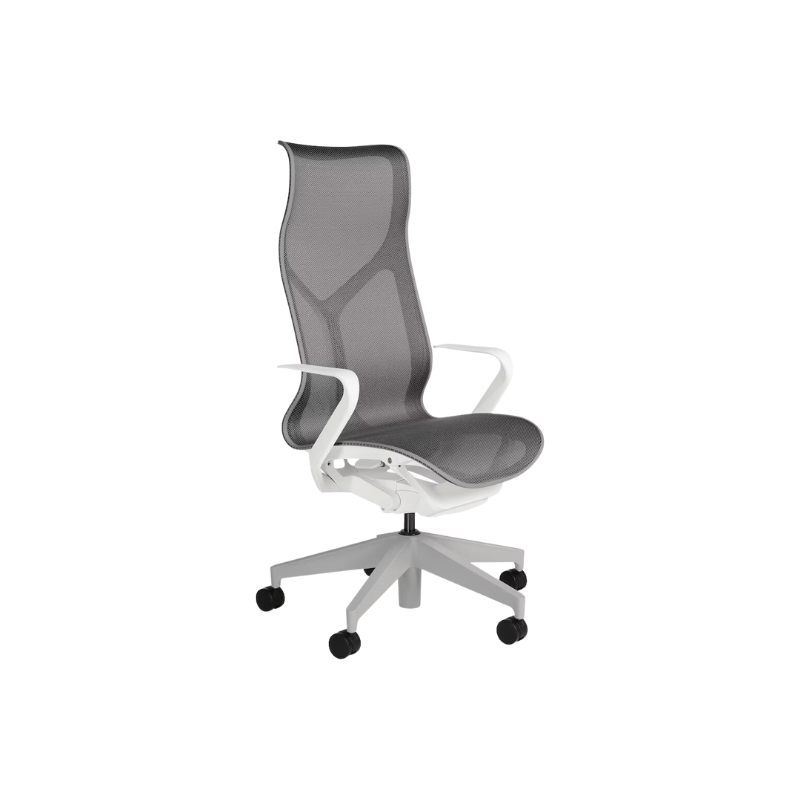 The Cosm office chair. The revolutionary seat combines auto-harmonic tilt, intercept suspension, and a flexible frame to provide support and comfort the moment you sit, like it was made for you. This adjustable office chair comes in three sizes and arm styles, so you can find your perfect fit.