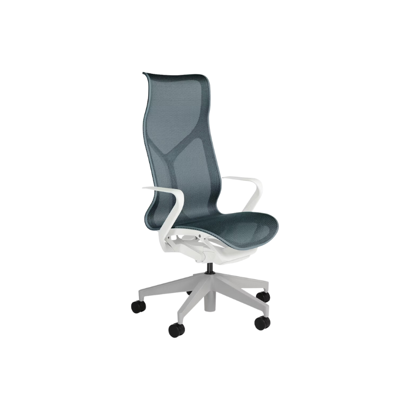 The Cosm office chair. The revolutionary seat combines auto-harmonic tilt, intercept suspension, and a flexible frame to provide support and comfort the moment you sit, like it was made for you. This adjustable office chair comes in three sizes and arm styles, so you can find your perfect fit.