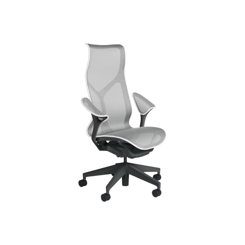 The Cosm office chair. The revolutionary seat combines auto-harmonic tilt, intercept suspension, and a flexible frame to provide support and comfort the moment you sit, like it was made for you. This adjustable office chair comes in three sizes and arm styles, so you can find your perfect fit.