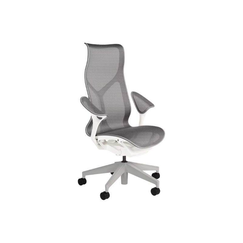 The Cosm office chair. The revolutionary seat combines auto-harmonic tilt, intercept suspension, and a flexible frame to provide support and comfort the moment you sit, like it was made for you. This adjustable office chair comes in three sizes and arm styles, so you can find your perfect fit.