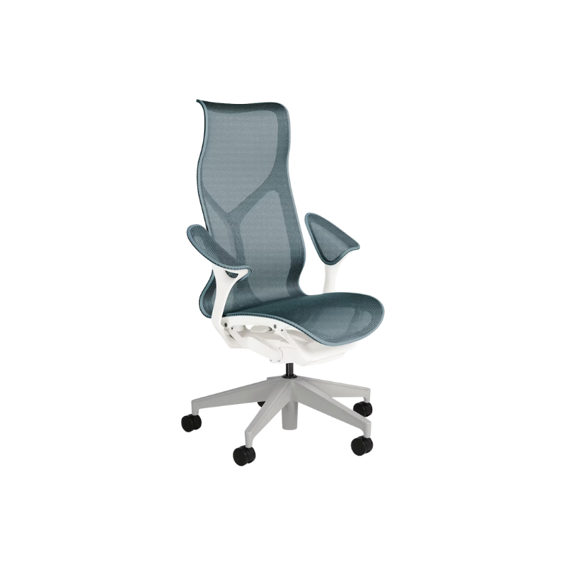 The Cosm office chair. The revolutionary seat combines auto-harmonic tilt, intercept suspension, and a flexible frame to provide support and comfort the moment you sit, like it was made for you. This adjustable office chair comes in three sizes and arm styles, so you can find your perfect fit.