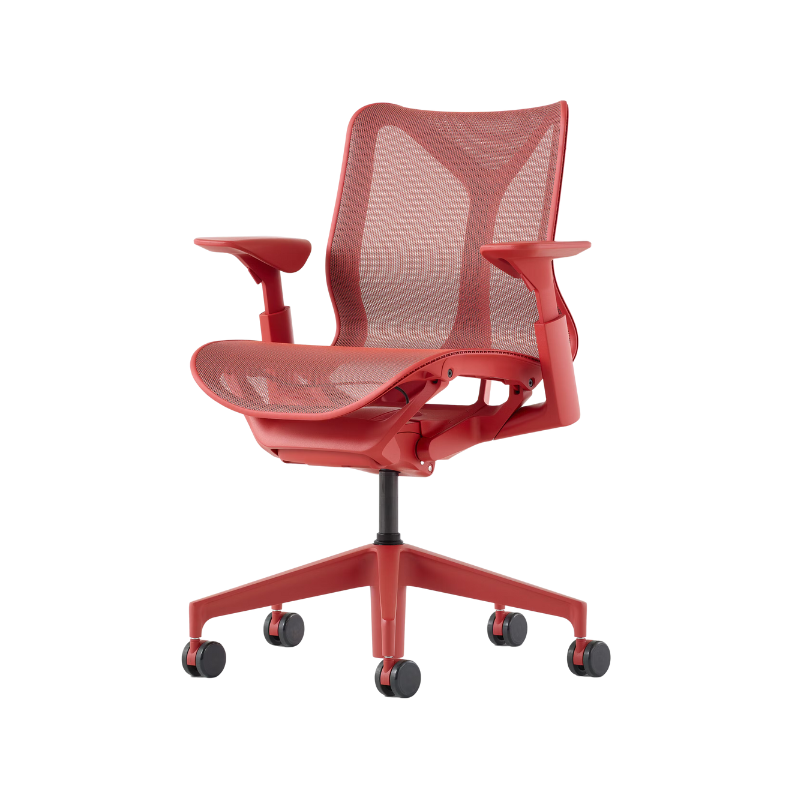 The Cosm office chair. The revolutionary seat combines auto-harmonic tilt, intercept suspension, and a flexible frame to provide support and comfort the moment you sit, like it was made for you. This adjustable office chair comes in three sizes and arm styles, so you can find your perfect fit.