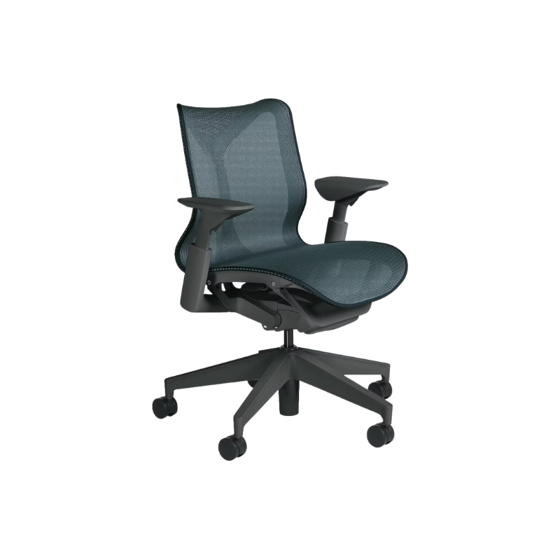 The Cosm office chair. The revolutionary seat combines auto-harmonic tilt, intercept suspension, and a flexible frame to provide support and comfort the moment you sit, like it was made for you. This adjustable office chair comes in three sizes and arm styles, so you can find your perfect fit.