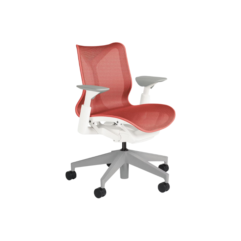 The Cosm office chair. The revolutionary seat combines auto-harmonic tilt, intercept suspension, and a flexible frame to provide support and comfort the moment you sit, like it was made for you. This adjustable office chair comes in three sizes and arm styles, so you can find your perfect fit.