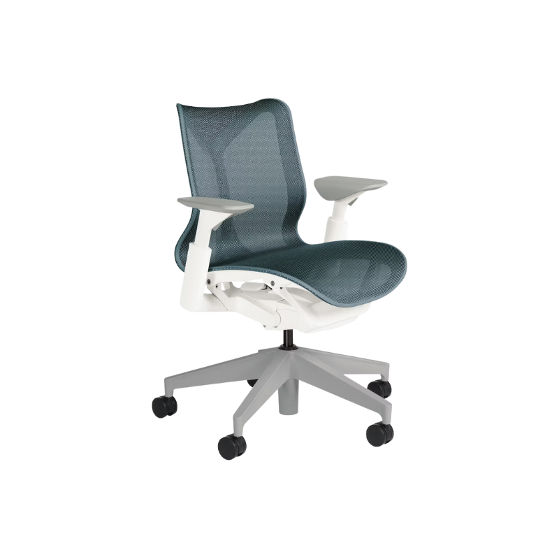 The Cosm office chair. The revolutionary seat combines auto-harmonic tilt, intercept suspension, and a flexible frame to provide support and comfort the moment you sit, like it was made for you. This adjustable office chair comes in three sizes and arm styles, so you can find your perfect fit.