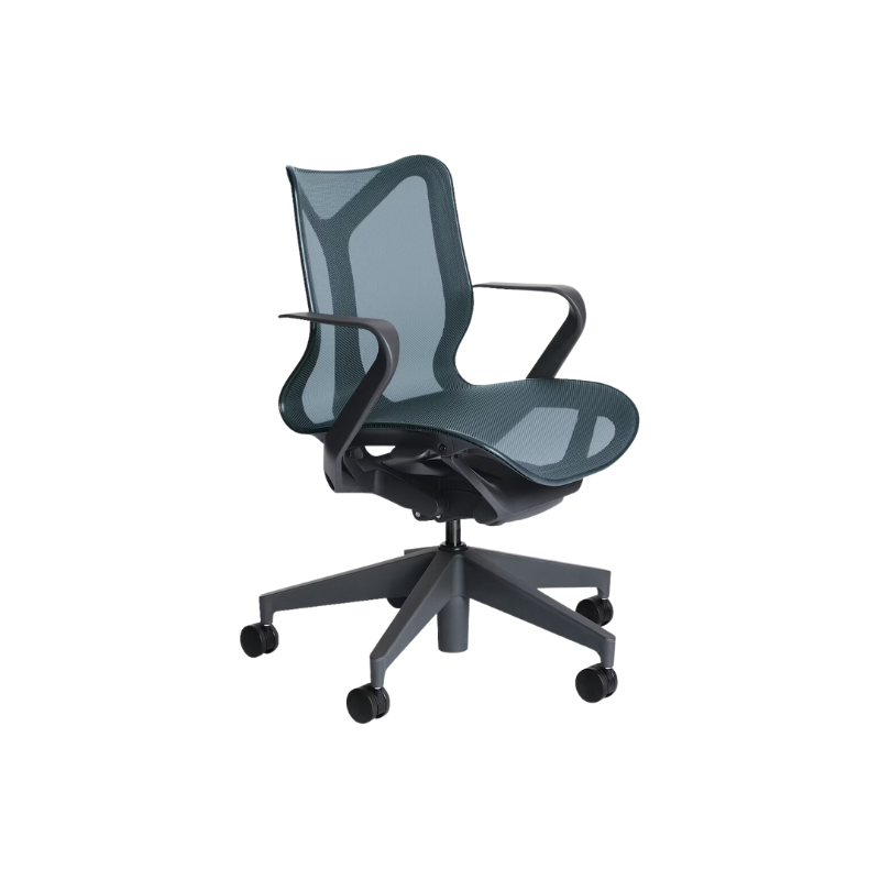 The Cosm office chair. The revolutionary seat combines auto-harmonic tilt, intercept suspension, and a flexible frame to provide support and comfort the moment you sit, like it was made for you. This adjustable office chair comes in three sizes and arm styles, so you can find your perfect fit.