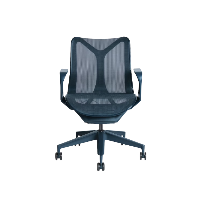The Cosm office chair. The revolutionary seat combines auto-harmonic tilt, intercept suspension, and a flexible frame to provide support and comfort the moment you sit, like it was made for you. This adjustable office chair comes in three sizes and arm styles, so you can find your perfect fit.